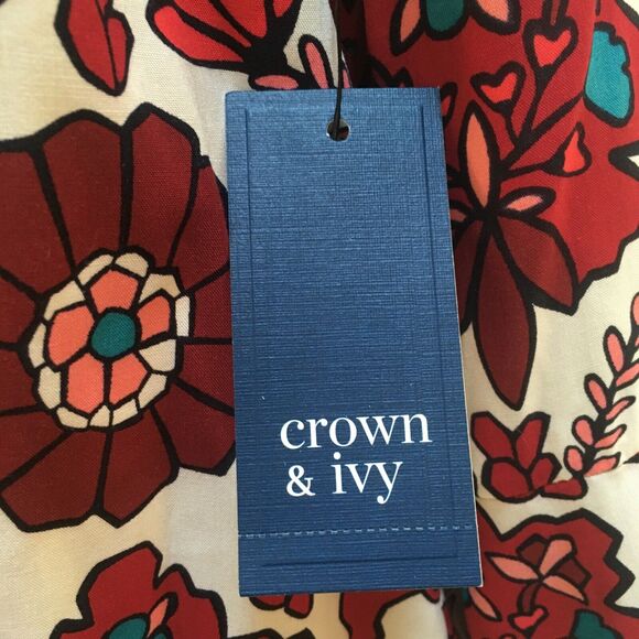 NWT Crown & Ivy blouse Ivory & Red Elephants PL - Picture 10 of 10